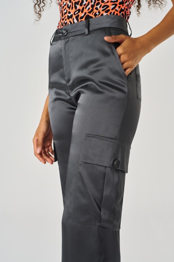 Pantalon Cargo Mujer Efecto Cuero - Thunder Jeans